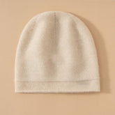 Unisex Pure Cashmere Knit Cap Cashmere Beanie Hat Curl Edge